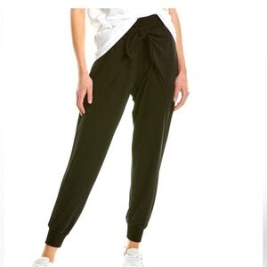 Cinq a Sept Gizele Matte Jersey Tie Front Pants Black Size M Elastic Waist